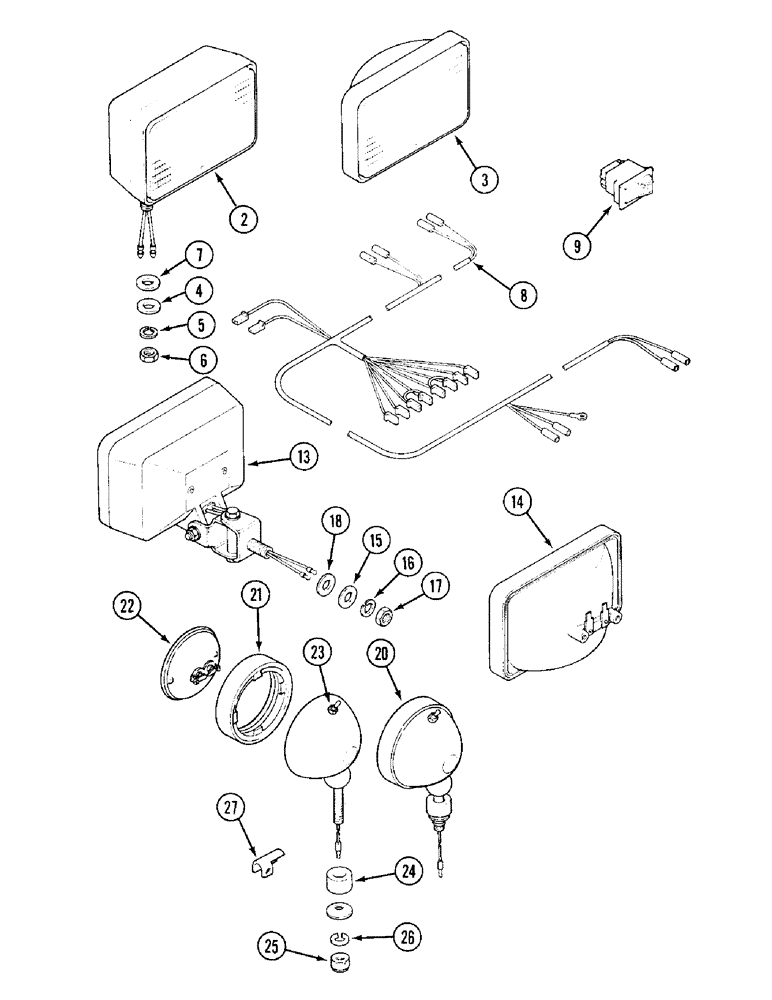 Схема запчастей Case IH 1394 - (4-086) - FLOOD LAMP, NORTH AMERICA ONLY, FRONT (04) - ELECTRICAL SYSTEMS