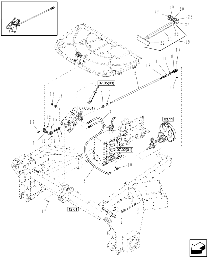 Схема запчастей Case IH WDX1902 - (03.09[1]) - HYDROSTATIC TRANSMISSION COMMAND (03) - TRANSMISSION