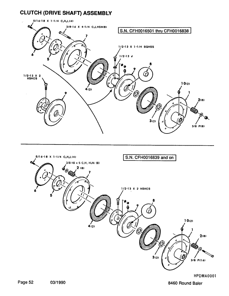 Схема запчастей Case IH 8460 - (052) - CLUTCH, DRIVE SHAFT, ASSEMBLY Driveline