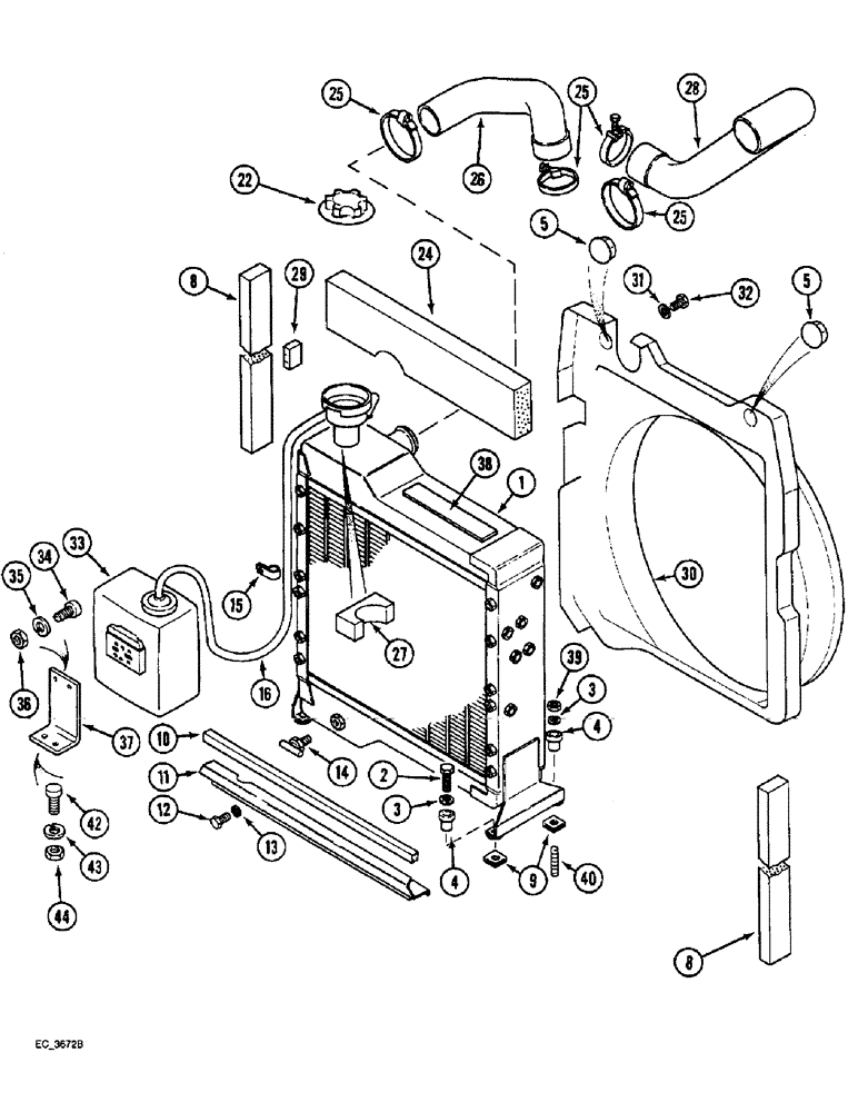 Схема запчастей Case IH 3230 - (2-004) - RADIATOR AND CONNECTIONS, - JJE0910719 (02) - ENGINE