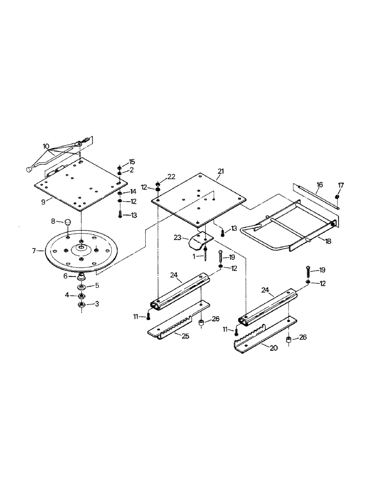 Схема запчастей Case IH KP-1400 - (01-25) - SEAT ASSEMBLY, SWIVEL AND SLIDE (10) - CAB