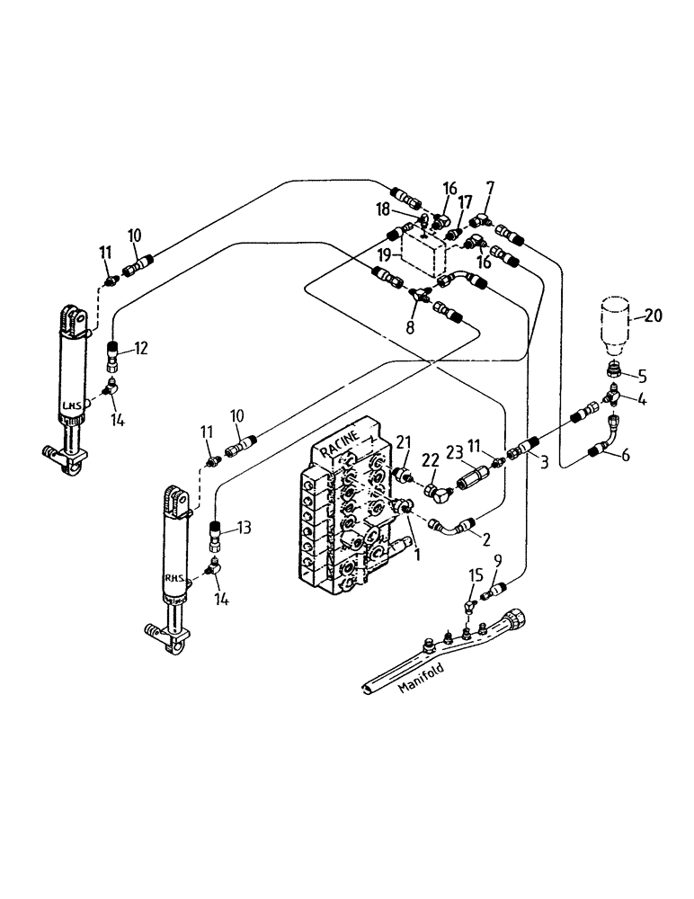 Схема запчастей Case IH 7000 - (B06-40) - HYDRAULIC CIRCUIT, BASECUTTER LIFT 7700 ... WITH COUNTERBALANCE VALVE Hydraulic Components & Circuits