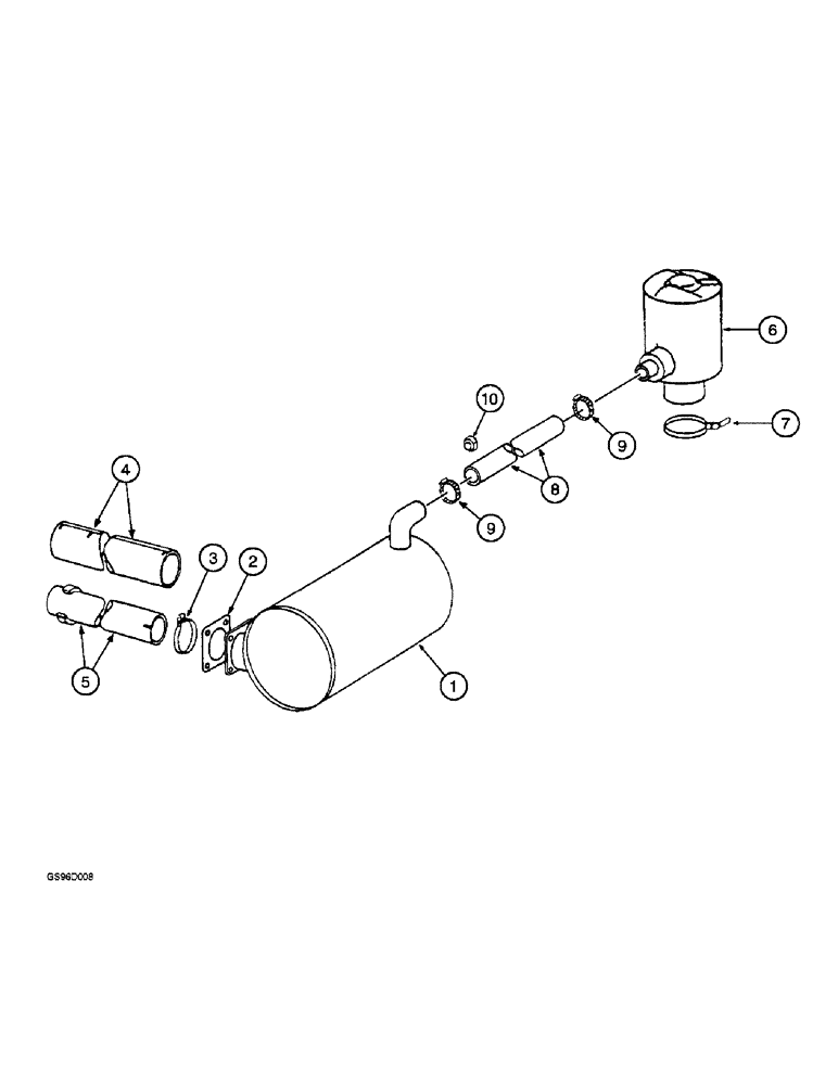 Схема запчастей Case IH 1400 - (2-16) - EXHAUST SYSTEM (01) - ENGINE