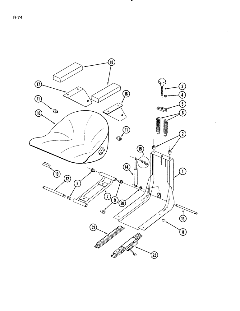 Схема запчастей Case IH 5000 - (9-74) - OPERATORS SEAT (09) - CHASSIS/ATTACHMENTS