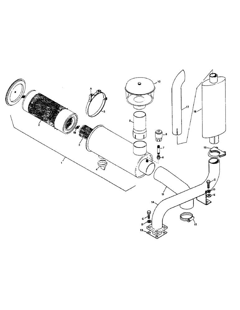 Схема запчастей Case IH 6500 - (2-08) - AIR INTAKE/EXHAUST GROUP, DIESEL ENGINE (02) - ENGINE