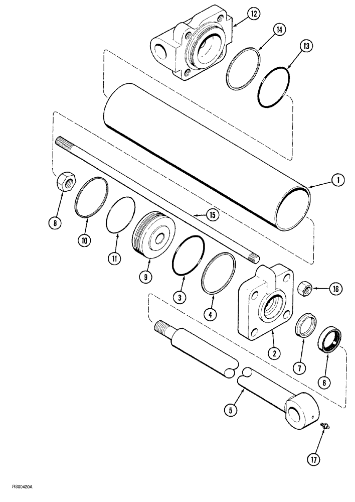 Схема запчастей Case IH 1830 - (08-006) - HYDRAULIC CYLINDER, 3-1/2" ID X 16" STROKE (00) - COMPLETE MACHINE