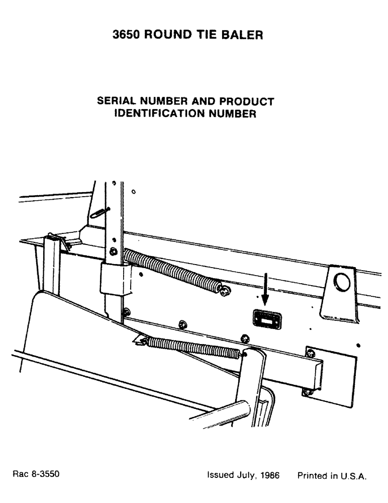 Схема запчастей Case IH 3650 - (01-3) - SERIAL NUMBER AND PRODUCT IDENTIFICATION NUMBER 