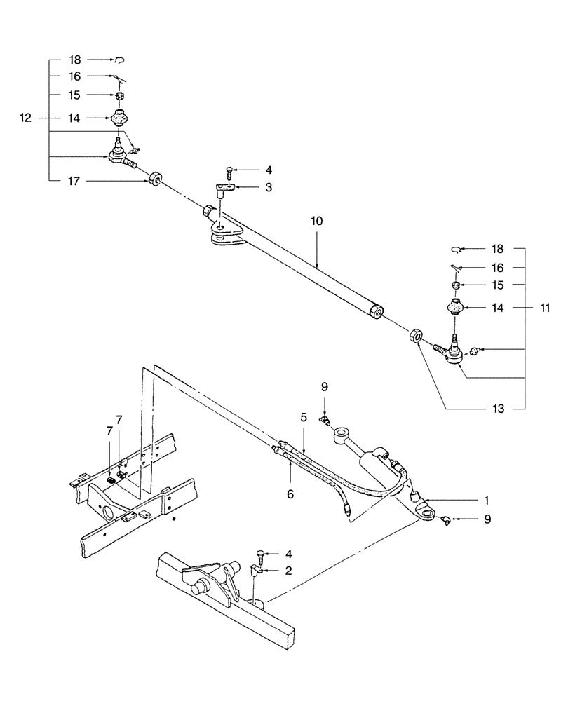 Схема запчастей Case IH D29 - (03E01) - STEERING LINKAGE, W/2WD (06) - FRONT AXLE & STEERING