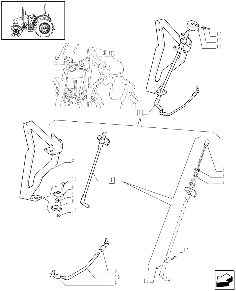 Схема запчастей Case IH JX80 - (1.92.81[02B]) - (VAR.834) LIFTER OUTER CONTROLS - LEVER AND RELATIVE PARTS - L/CAB - D7013 (10) - OPERATORS PLATFORM/CAB