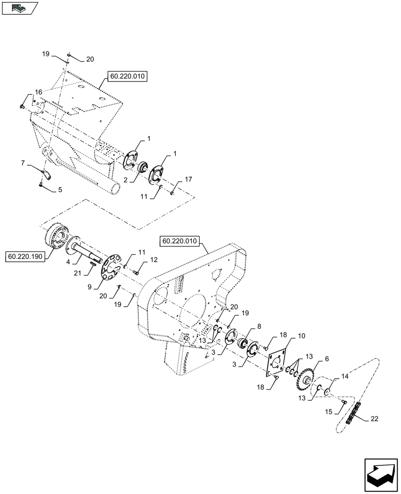 Схема запчастей Case IH LB324S - (60.220.150) - PICK-UP, MAIN TRANSMISSION, RH - C084 (60) - PRODUCT FEEDING