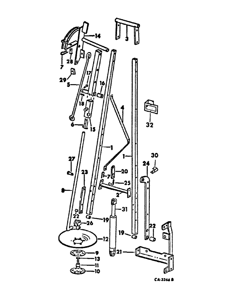 Схема запчастей Case IH 500 - (B-58) - HYDRAULIC MARKER ATTACHMENT, FOR 8 ROW WIDE WITH 36 TO 40 IN. SPACING, 12 & 16 ROWS 