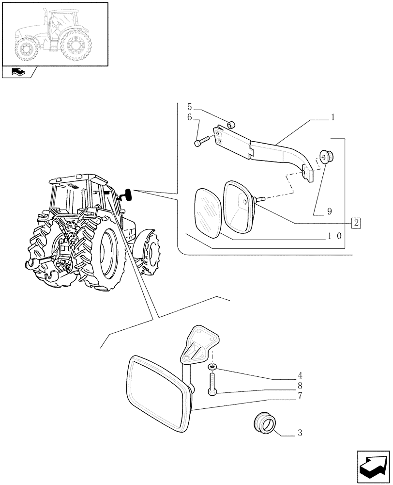 Схема запчастей Case IH PUMA 195 - (1.93.6) - REAR-VIEW MIRRORS (10) - OPERATORS PLATFORM/CAB