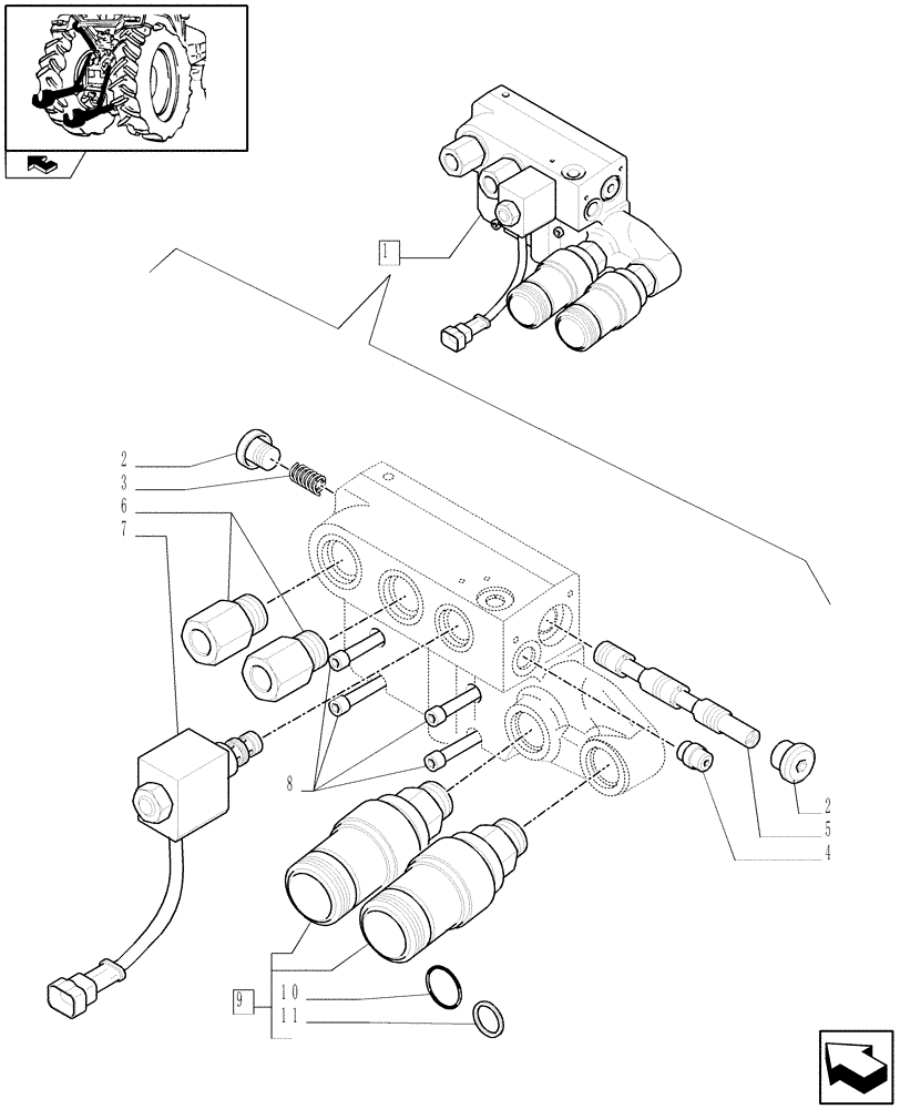 Схема запчастей Case IH PUMA 140 - (1.82.7/05A) - CONTROL VALVE - COMPONENT PARTS (VAR.334845-331862) (07) - HYDRAULIC SYSTEM