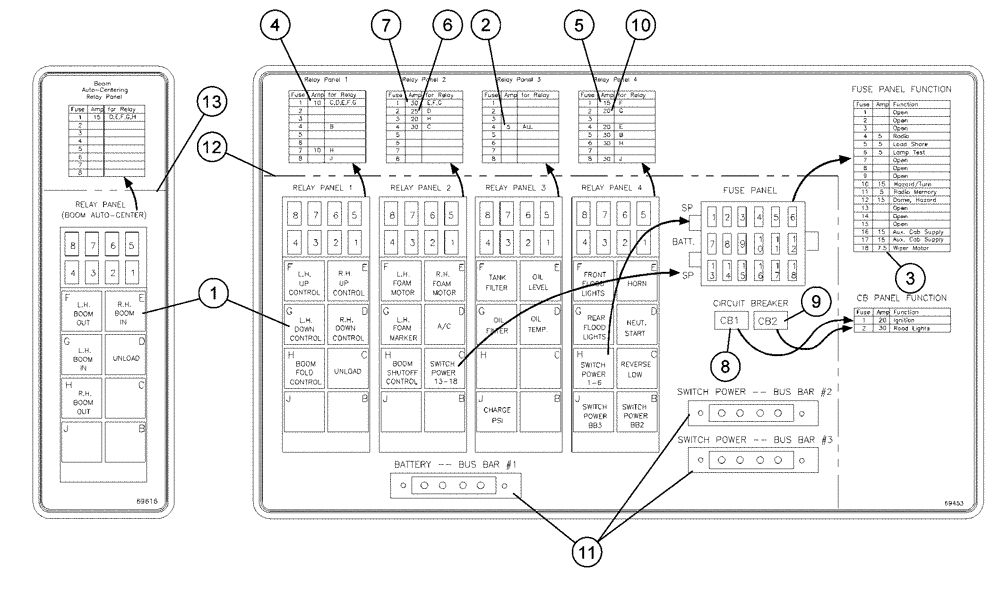 Схема запчастей Case IH PATRIOT 150 - (12-001) - FUSE AND RELAY PANEL (06) - ELECTRICAL