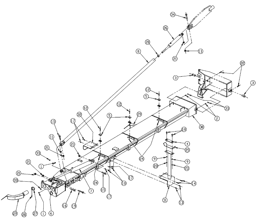 Схема запчастей Case IH 437 - (04-004) - BOOM GROUP, 2.5 TUBES, INNER Boom Group