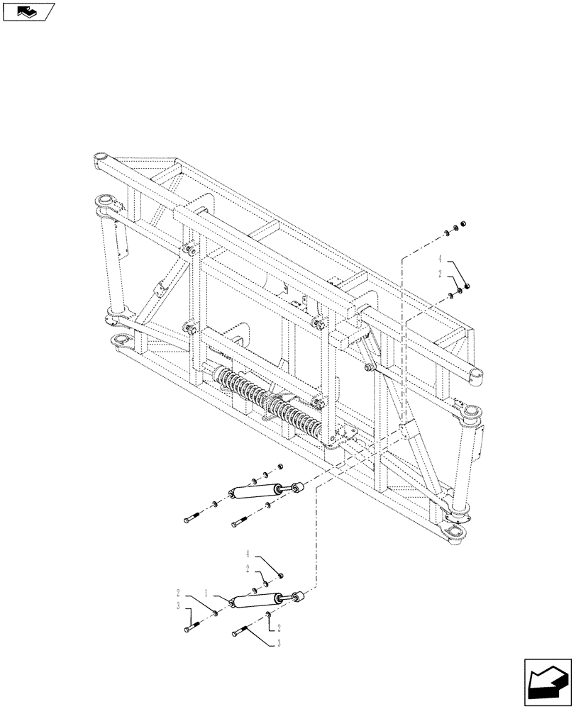 Схема запчастей Case IH 4430 - (39.130.17) - CENTER SECTION STABILIZER SHOCKS, 120 BOOM (39) - FRAMES AND BALLASTING