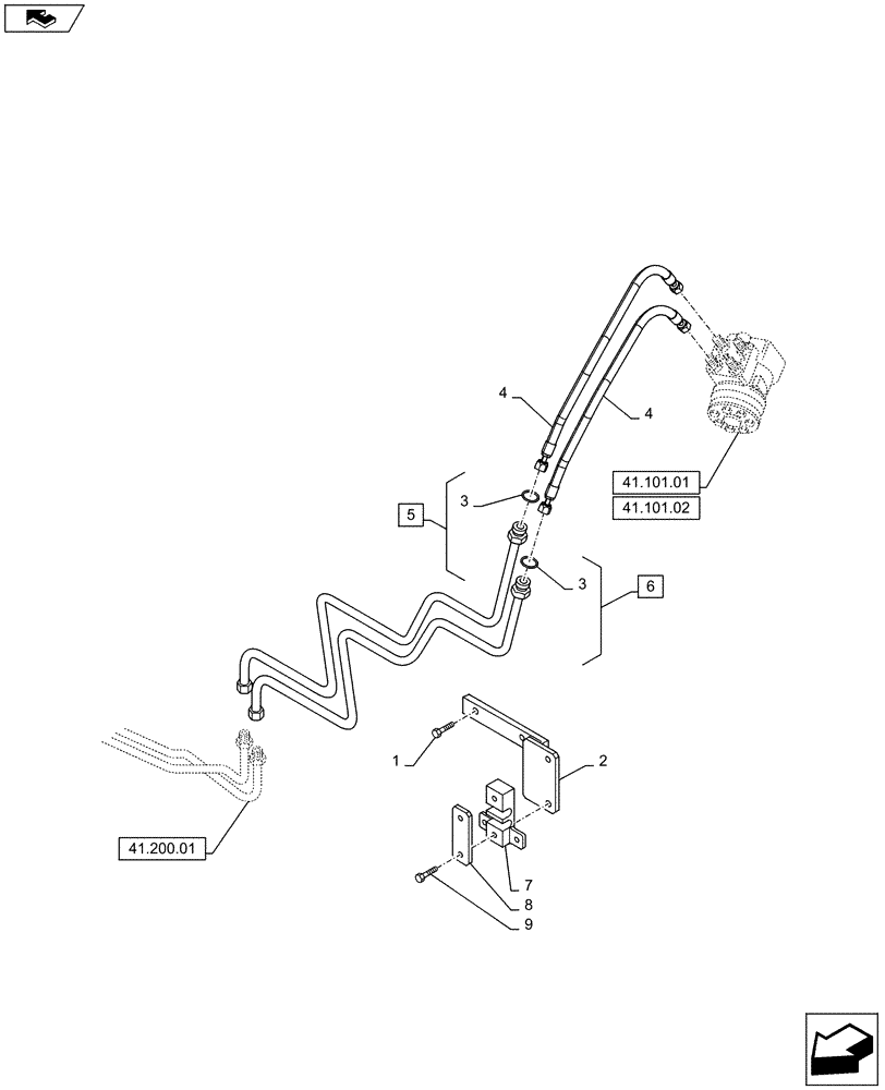 Схема запчастей Case IH PUMA 130 - (41.200.05[01]) - POWER STEERING DELIVERY AND RETURN PIPES - C7113 (41) - STEERING