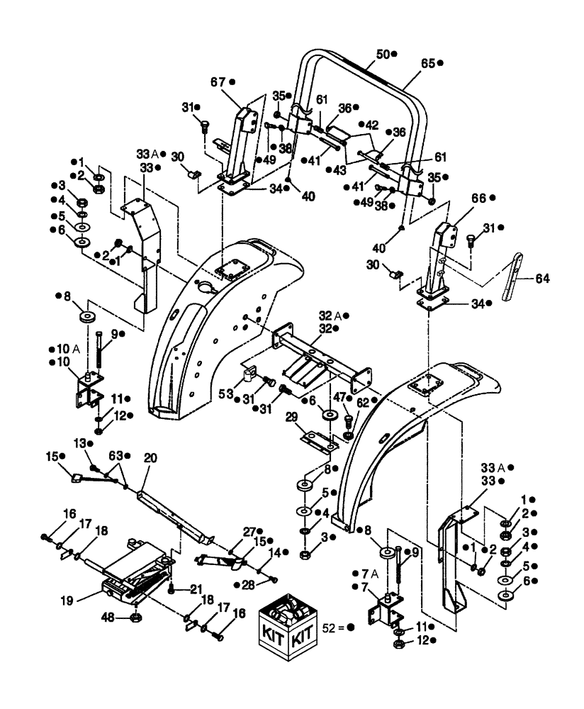 Схема запчастей Case IH DX55 - (08.04) - ROLLBAR & SEAT BRACKETS (08) - SHEET METAL