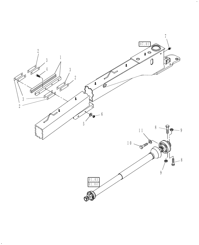 Схема запчастей Case IH DCX131F - (12.04) - STANDARD TONGUE, REAR (12) - MAIN FRAME