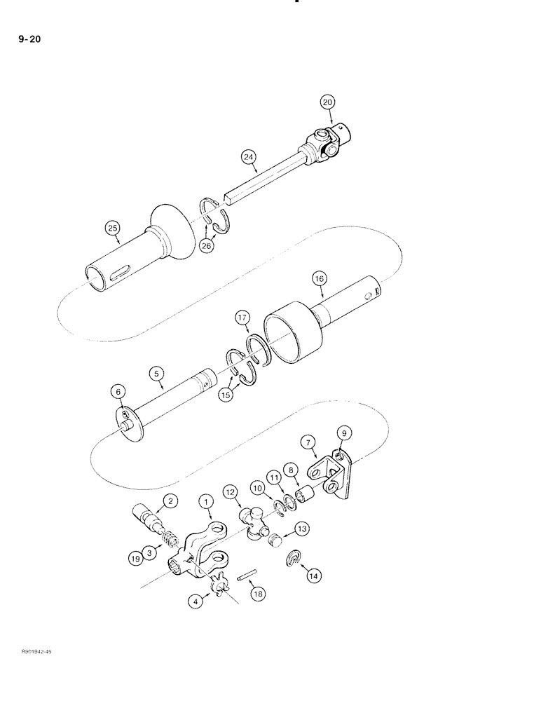 Схема запчастей Case IH 80 - (9-20) - DRIVE SHAFT, HAYES DANA, 34 TO 45.8 INCH (09) - CHASSIS