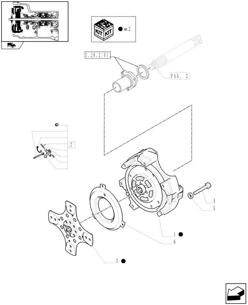 Схема запчастей Case IH FARMALL 90 - (1.25.0/02[01]) - POWER SHUTTLE E SERVO PTO FOR DIFF. LOCK - CLUTCH (VAR.330120-331120) (03) - TRANSMISSION