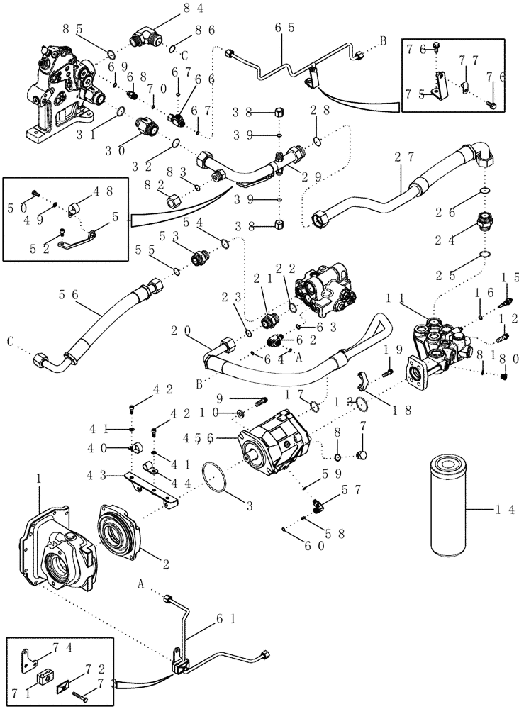 Схема запчастей Case IH MAGNUM 335 - (08-06) - HYDRAULIC SYSTEM - PISTON PUMP AND FILTER, HIGH FLOW CAPACITY (08) - HYDRAULICS