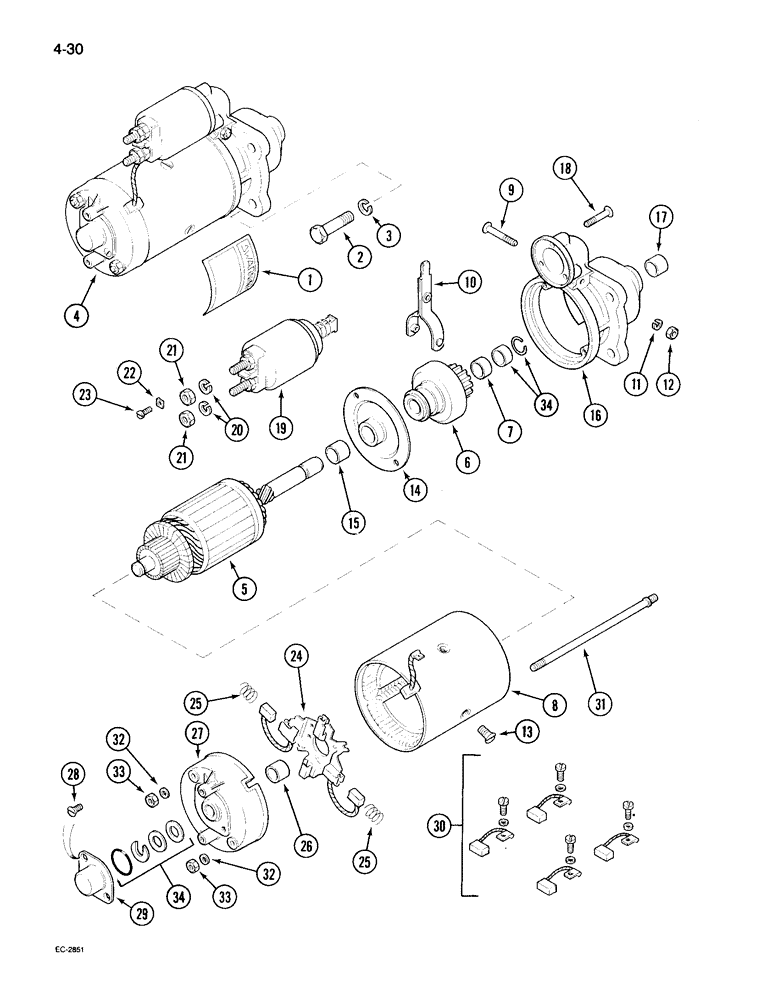 Схема запчастей Case IH 495 - (4-030) - STARTER MOTOR, BOSCH (04) - ELECTRICAL SYSTEMS