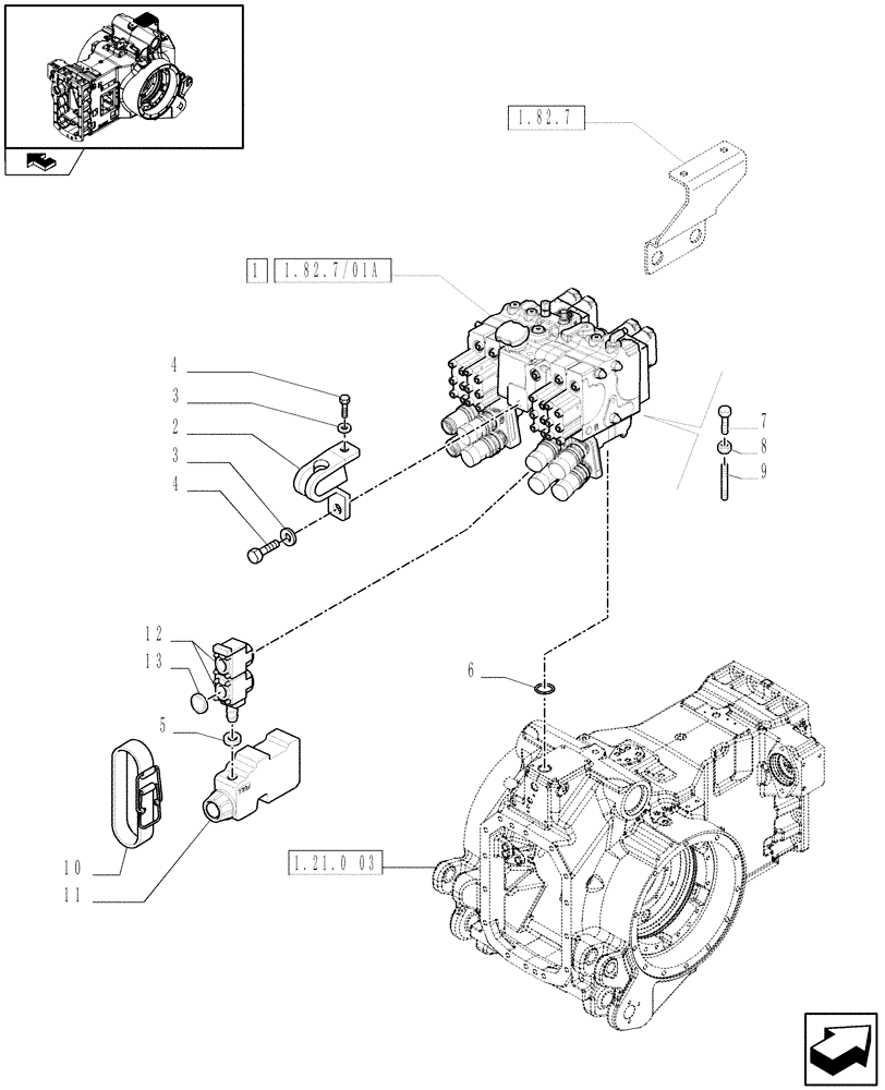 Схема запчастей Case IH PUMA 210 - (1.82.7/01) - (VAR.718) REAR ELECTRONIC REMOTE CONTROL VALVES WITH 4 ELEMENTS (07) - HYDRAULIC SYSTEM