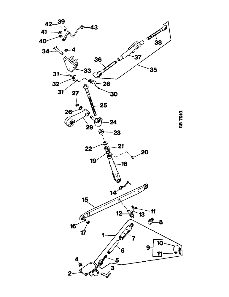 Схема запчастей Case IH 644 - (2F0001) - THREE-POINT-LINKAGE (07) - HYDRAULICS