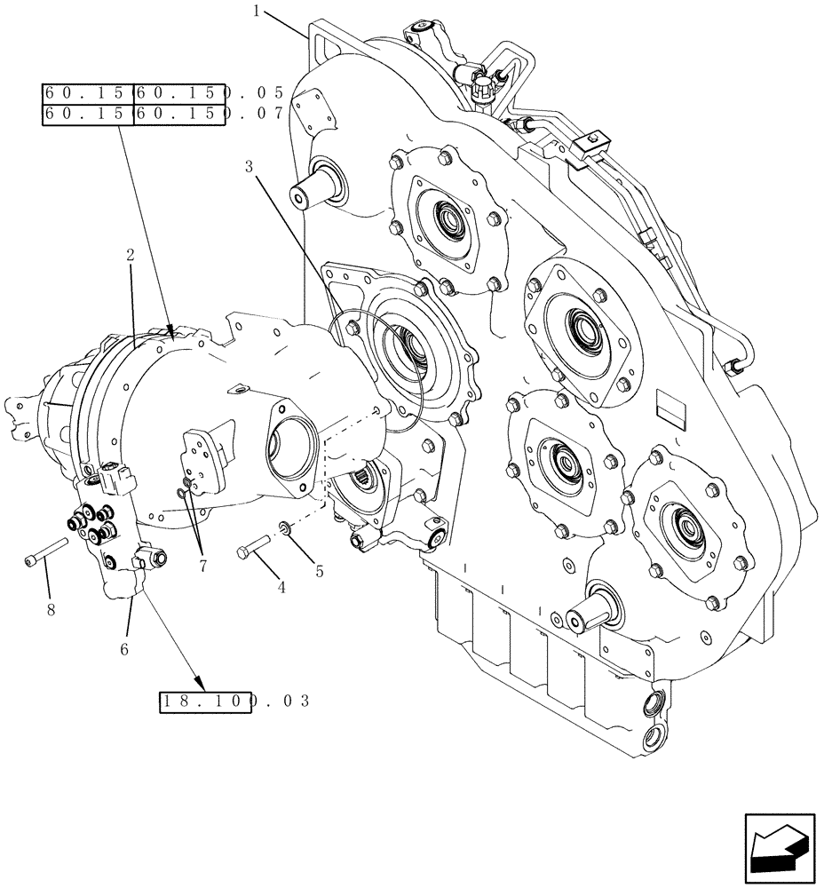 Схема запчастей Case IH 7120 - (60.150.01) - GEARBOX, FEEDER/HEADER, W/PTO (60) - PRODUCT FEEDING