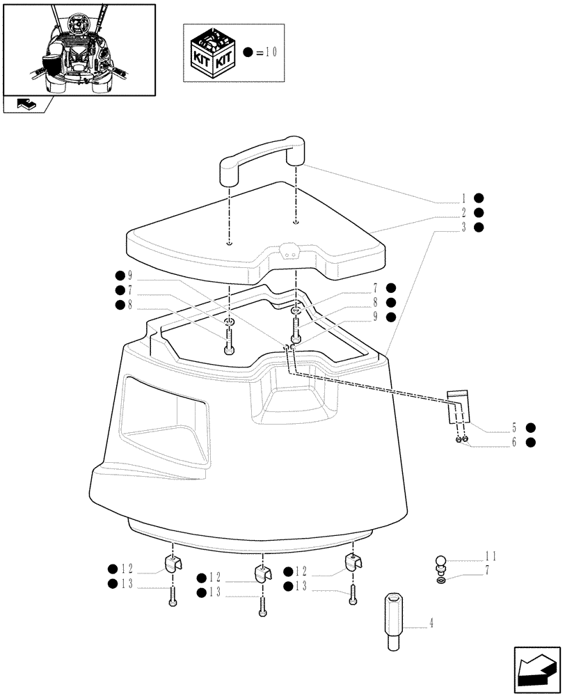 Схема запчастей Case IH PUMA 195 - (1.93.0/02) - (VAR.577) REAR CORNER STORAGE BOX (10) - OPERATORS PLATFORM/CAB