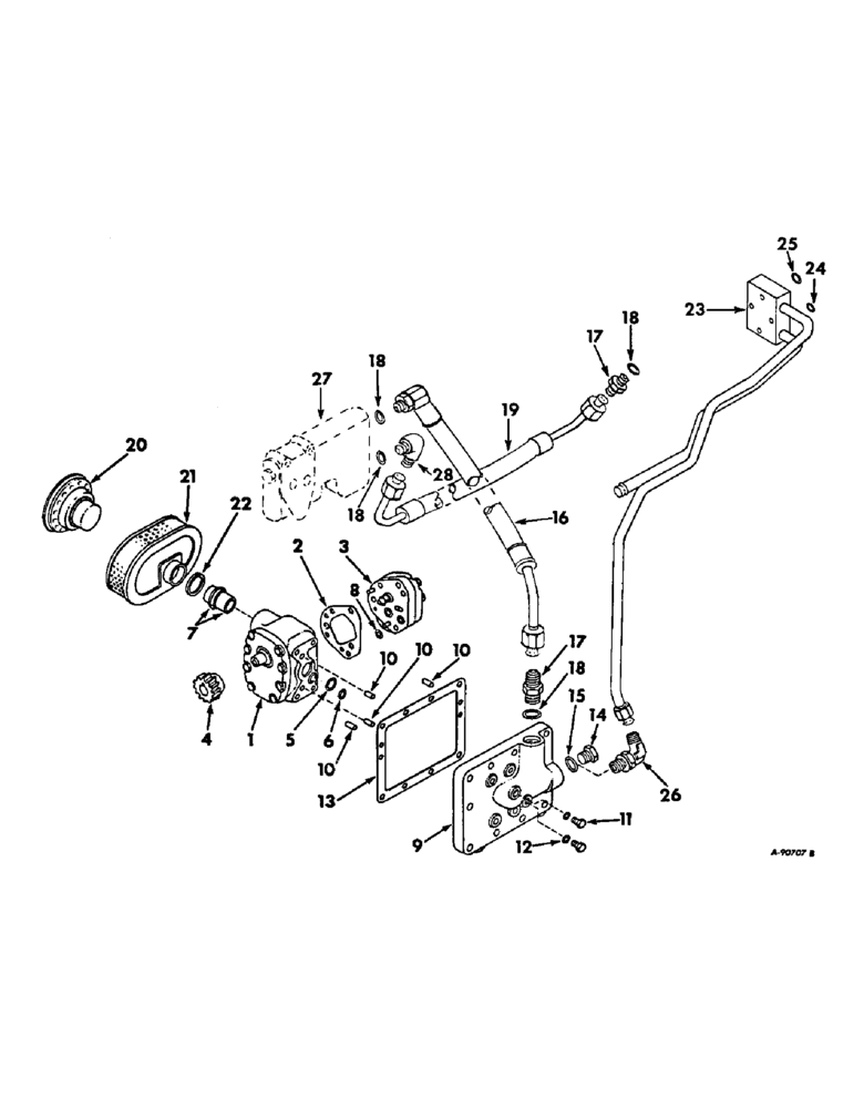 Схема запчастей Case IH 664 - (10-02) - HYDRAULICS, HYDRAULIC POWER SUPPLY (07) - HYDRAULICS