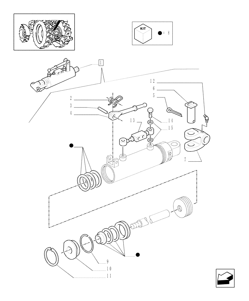 Схема запчастей Case IH MXM155 - (1.89.6/09B) - (VAR.900) HYDR. ADJUSTMENT OF RIGHT TIE-ROD AND 3 POINT LINK FOR CLOSED CCLS CENTRE - CYLINDER (09) - IMPLEMENT LIFT