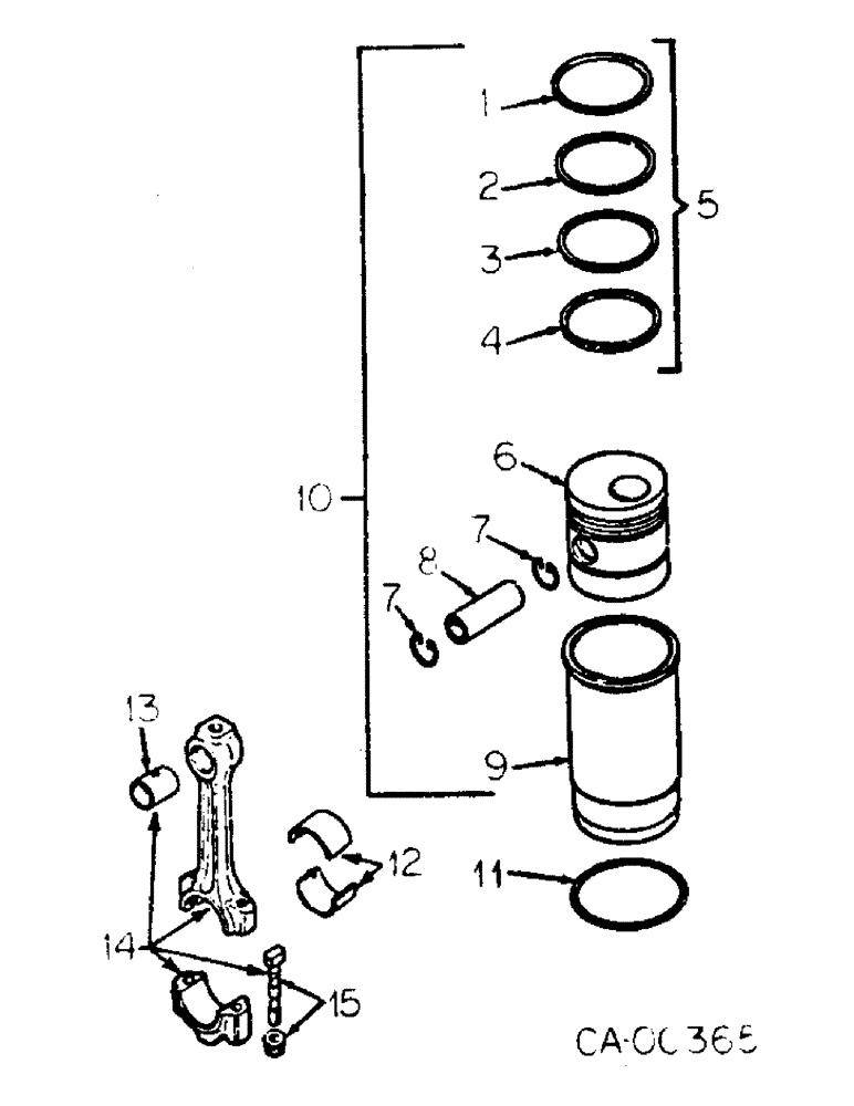 Схема запчастей Case IH D-179 - (A-04) - CONNECTING RODS, PISTONS AND SLEEVES, FOUR RING PISTONS 