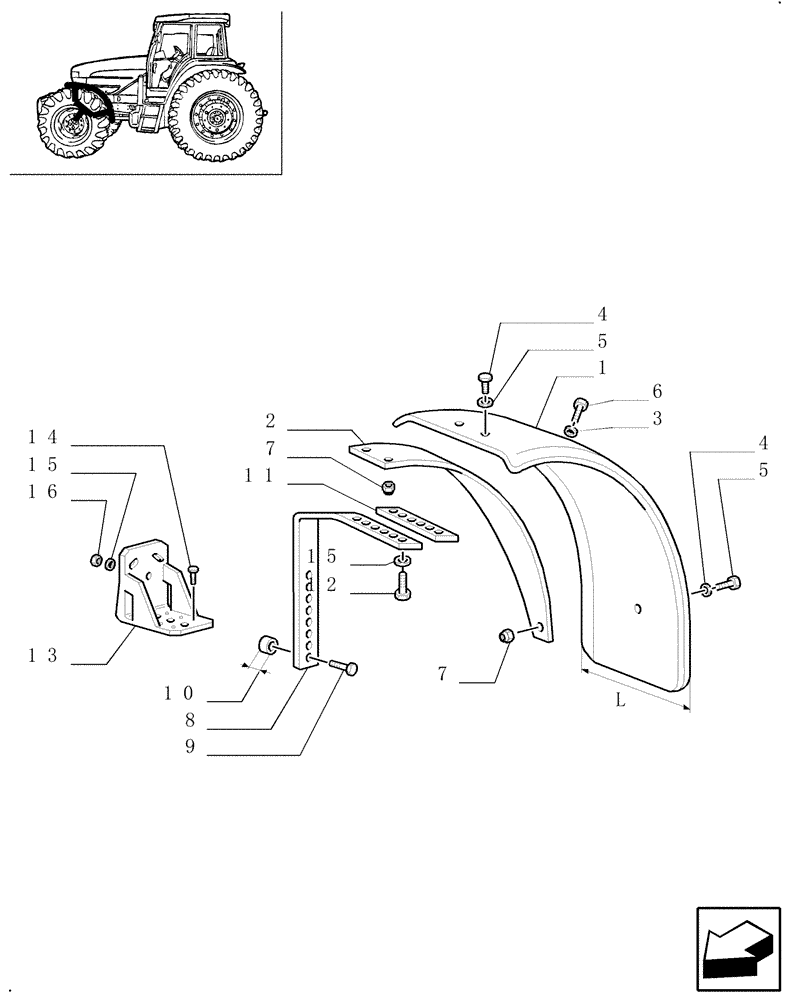 Схема запчастей Case IH JX80U - (1.43.0/05[02]) - (VAR.860) FRONT FENDERS - 4WD (04) - FRONT AXLE & STEERING