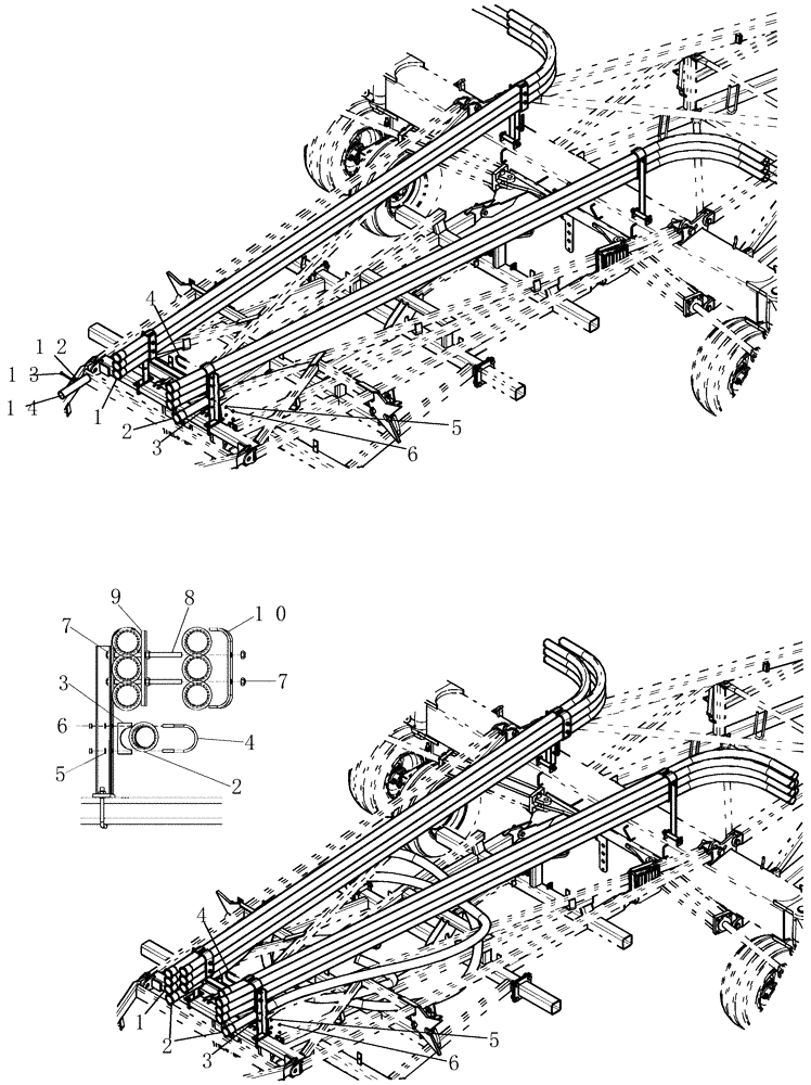 Схема запчастей Case IH 800 - (75.200.33) - AIR PACKAGE - TOW BEHIND J-TUBE MOUNTING (75) - SOIL PREPARATION