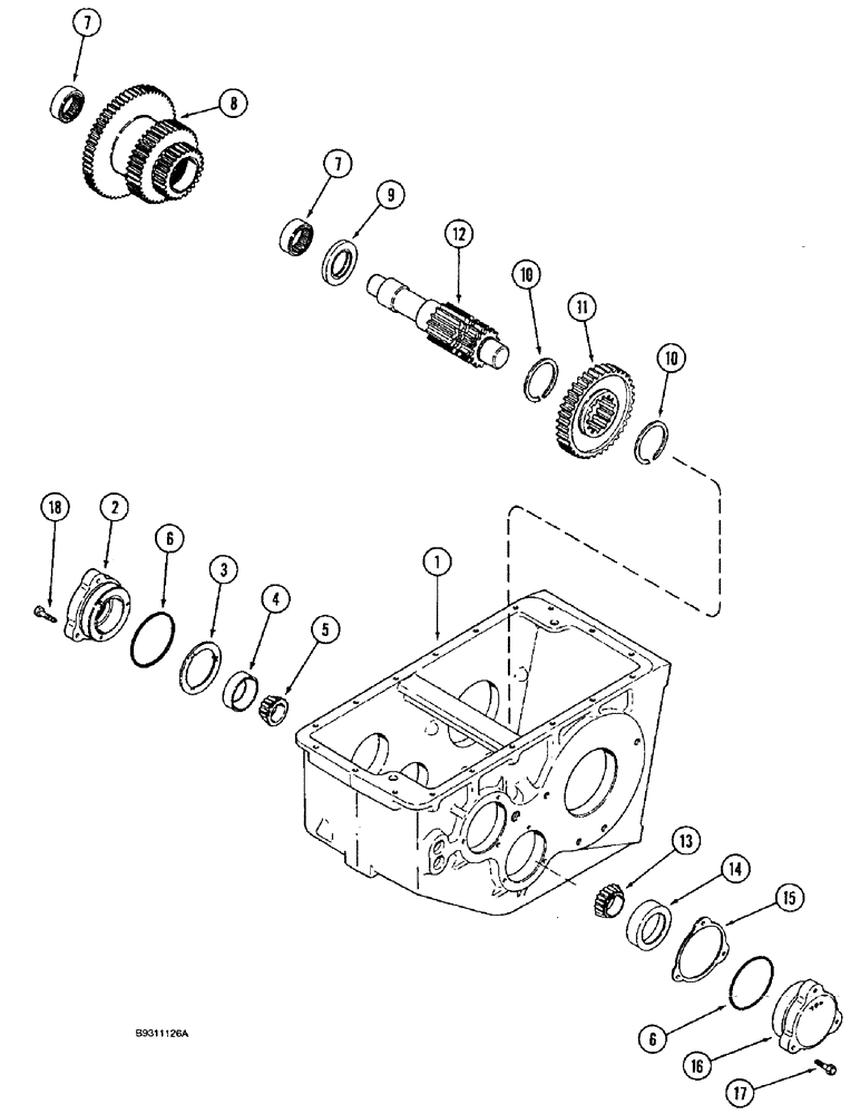 Схема запчастей Case IH 1644 - (6-37C) - TRANSMISSION, DIFFERENTIAL PINION SHAFT AND GEARS, P.I.N. JJC0098060 AND AFTER (03) - POWER TRAIN