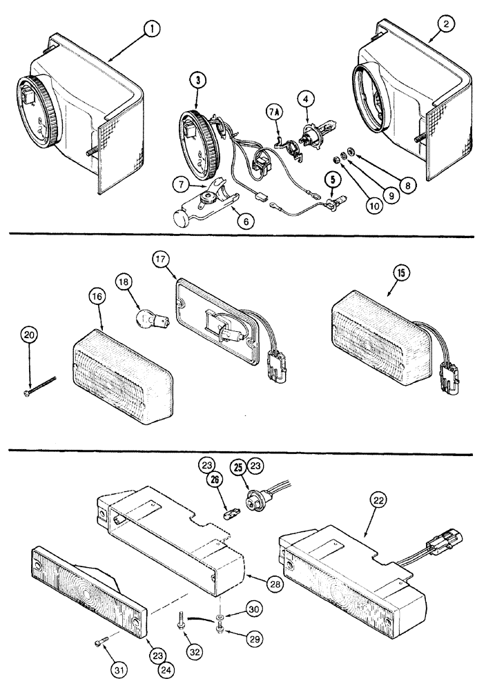 Схема запчастей Case IH 7210 - (4-036) - LAMP ASSEMBLIES, HEAD LAMP, FLASHER WARNING LAMP AND TAIL LAMP (04) - ELECTRICAL SYSTEMS