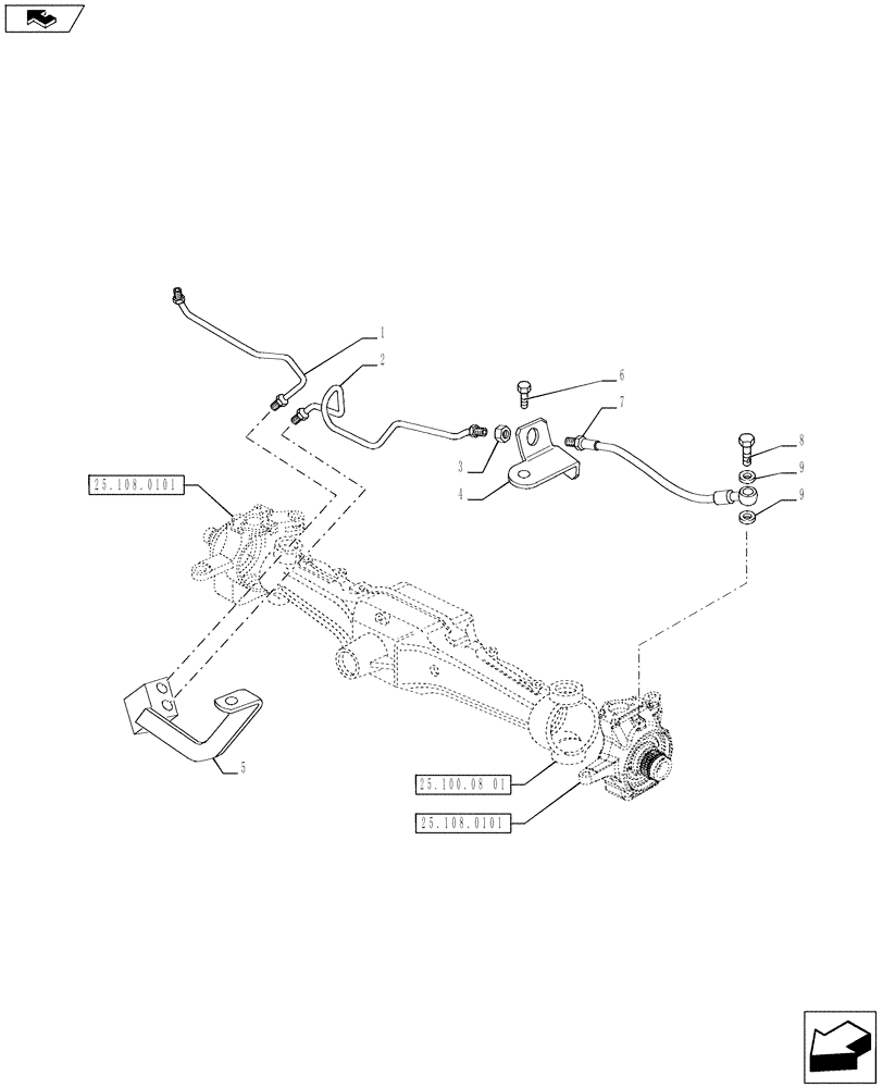 Схема запчастей Case IH PUMA 170 - (33.204.02) - 4WD FRONT AXLE WITH BRAKES - BRAKES PIPES (VAR.728195) (33) - BRAKES & CONTROLS