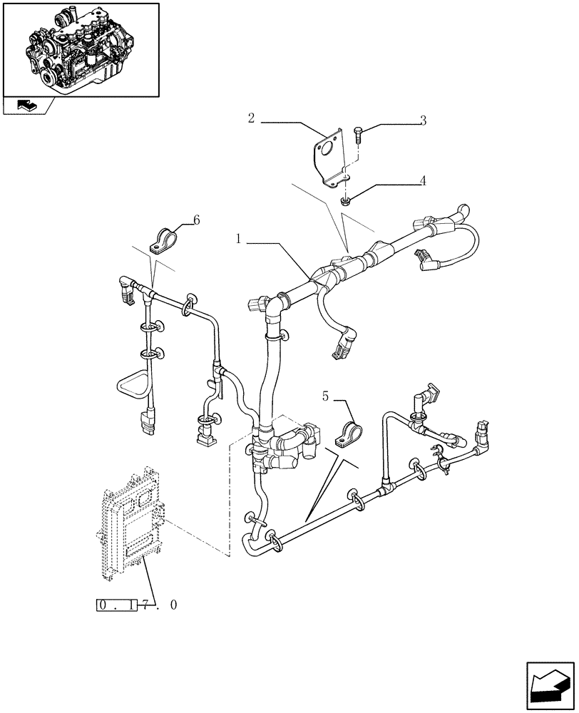 Схема запчастей Case IH F4HE9687M J100 - (0.17.3) - MOTOR ELECTRIC INSTALLATION (2854597) 