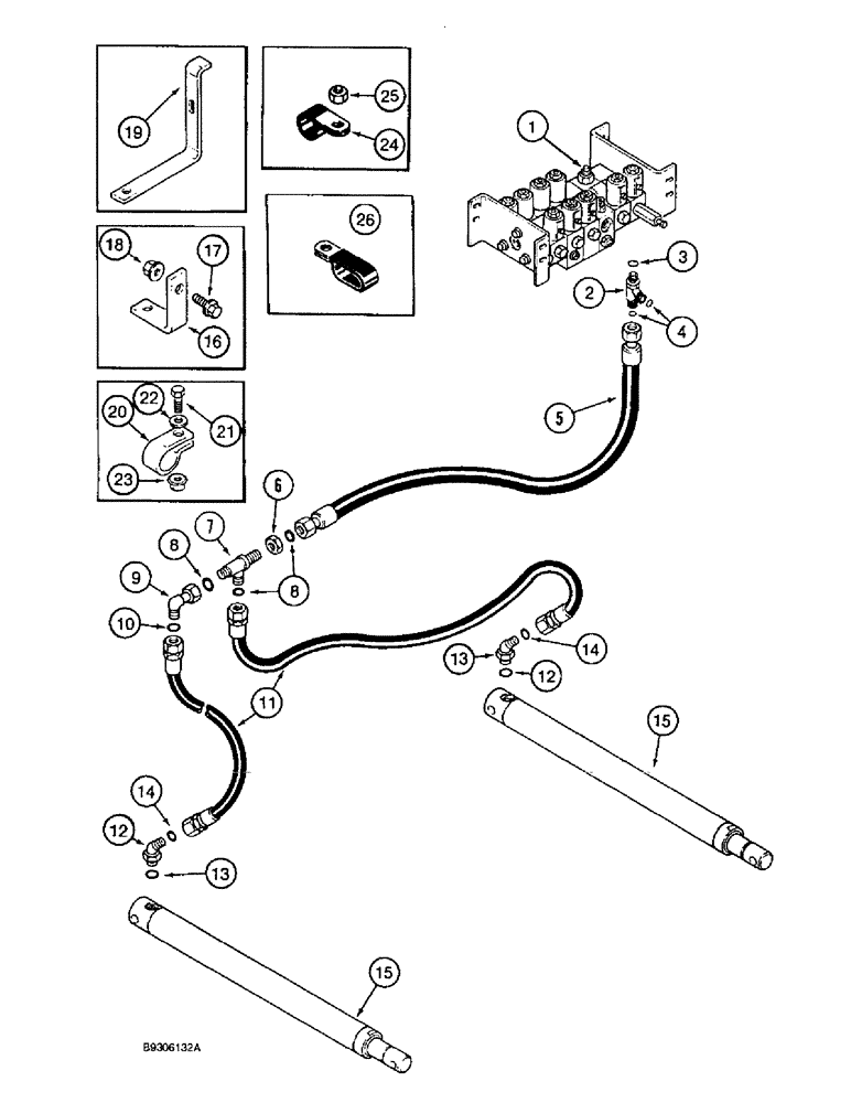 Схема запчастей Case IH 1666 - (8-32) - HEADER LIFT CYLINDER SYSTEM, WITHOUT THIRD LIFT CYLINDER (07) - HYDRAULICS