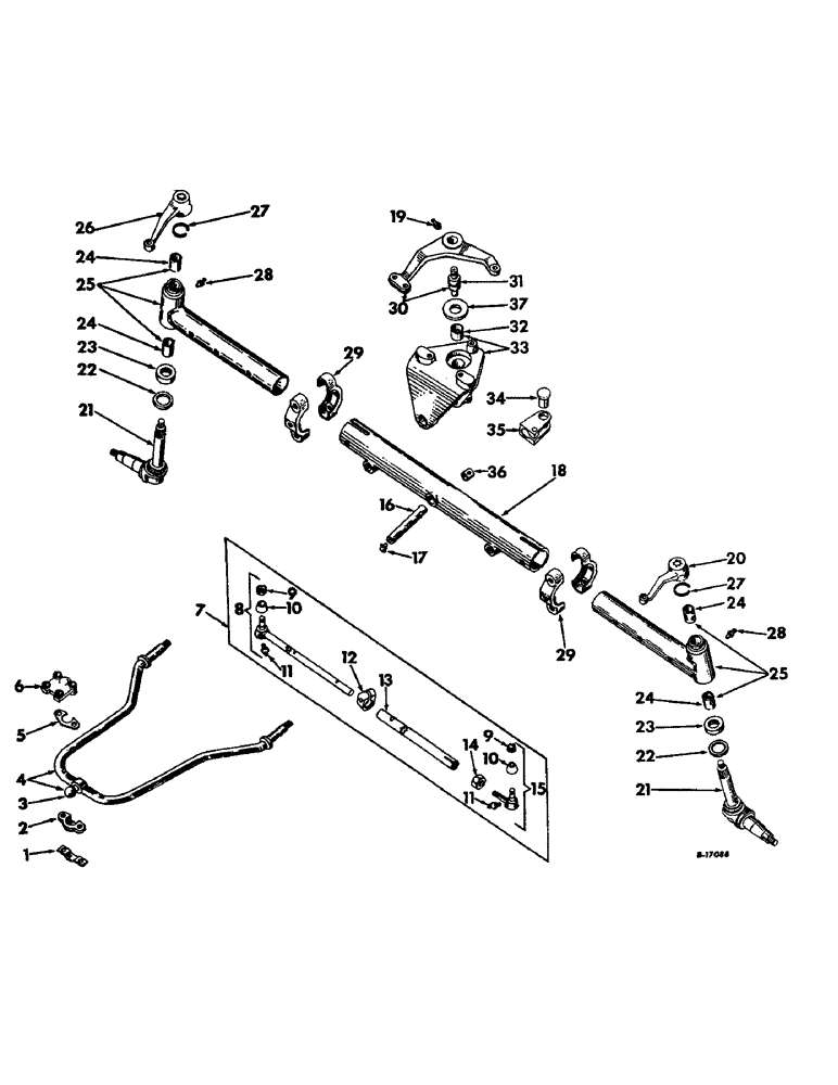 Схема запчастей Case IH 21026 - (14-12) - SUSPENSION, ADJUSTABLE WIDE TREAD FRONT AXLE AND CONNECTIONS, INTERNATIONAL TRACTORS Suspension