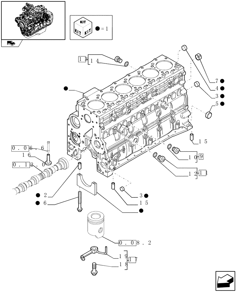 Схема запчастей Case IH F4GE9684B J600 - (0.04.0[01]) - CRANKCASE (2852304) 