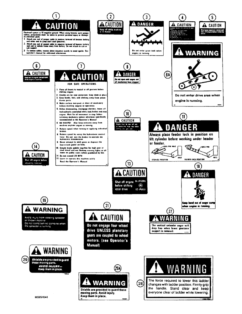 Схема запчастей Case IH 1644 - (9H-34) - DECALS, CAUTION, DANGER, WARNING (12) - CHASSIS