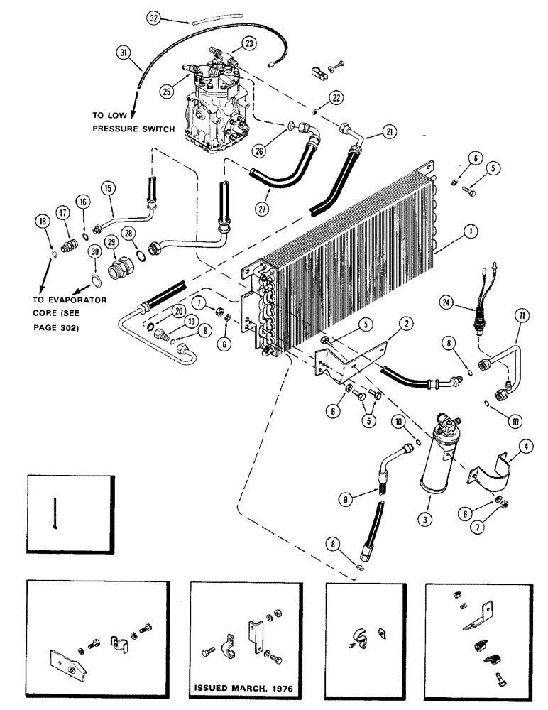 Схема запчастей Case IH 1570 - (312) - AIR CONDITIONER, CONDENSER AND RECEIVER DRYER (09) - CHASSIS/ATTACHMENTS