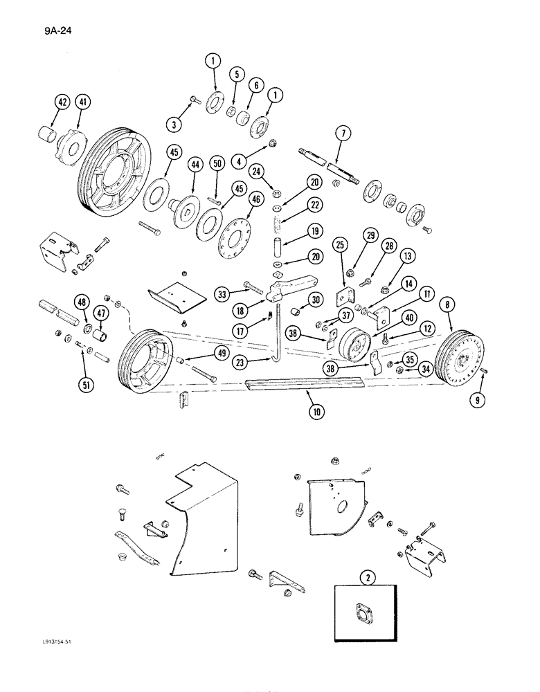 Схема запчастей Case IH 1640 - (9A-24) - FEEDER JACKSHAFT DRIVE (13) - FEEDER