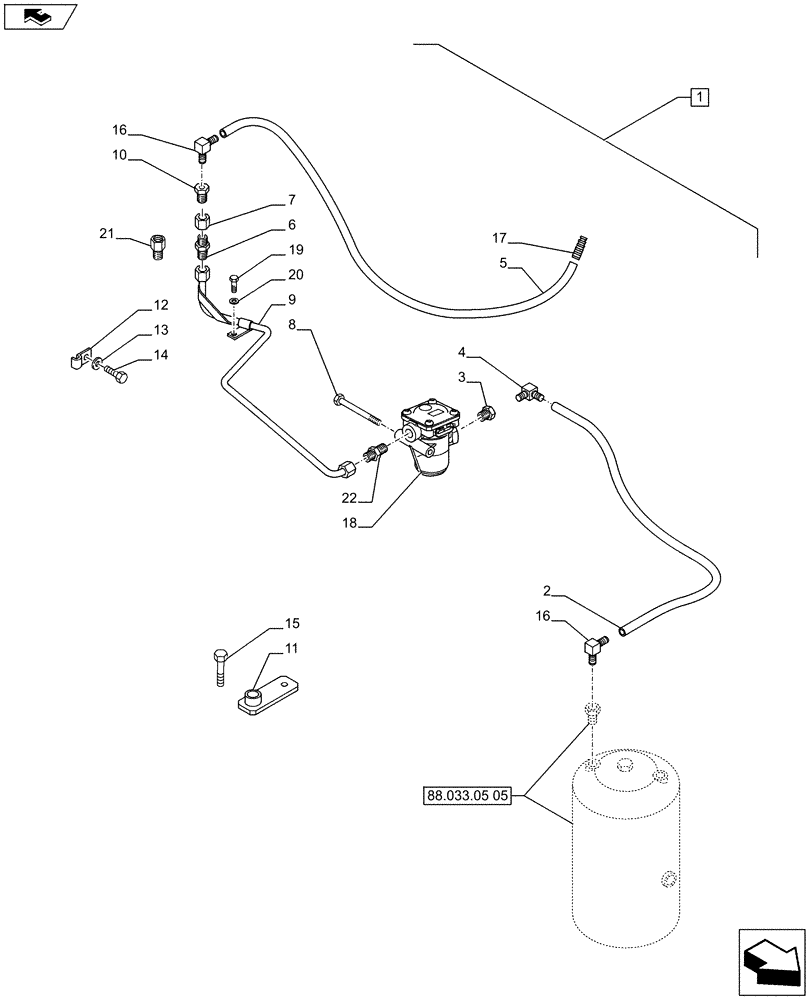 Схема запчастей Case IH PUMA 200 - (88.033.05[10]) - DIA KIT - PNEUMATIC TRAILER BRAKE (UK) - PIPES (88) - ACCESSORIES