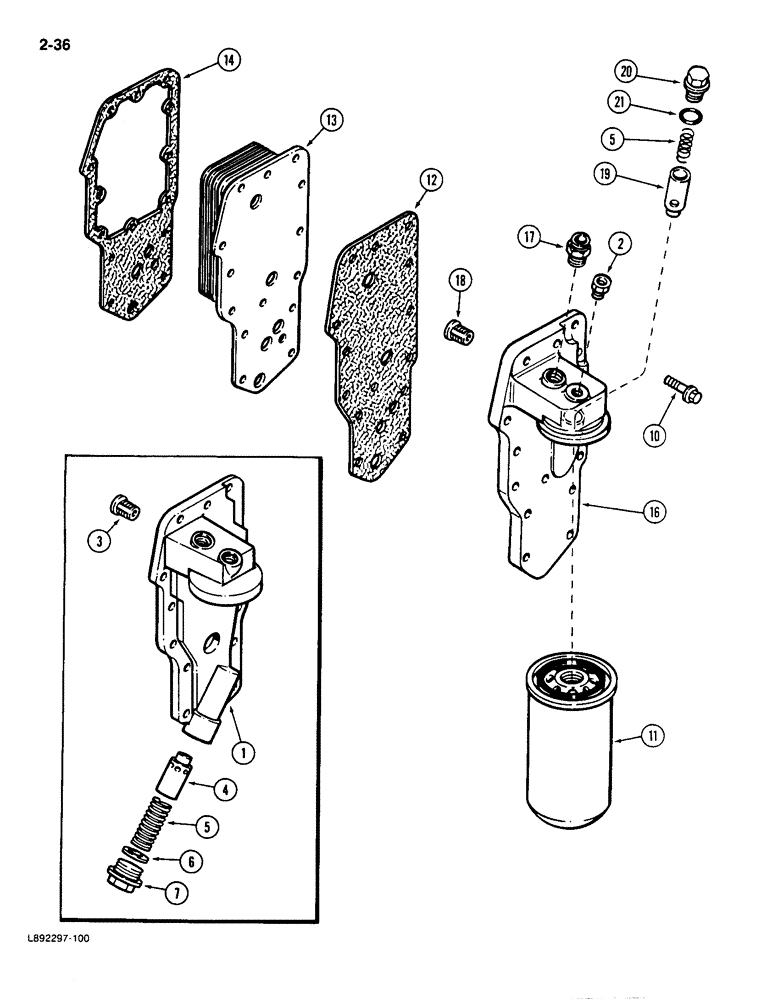 Схема запчастей Case IH 1896 - (2-36) - OIL FILTER AND COOLER, 6T-590 ENGINE (02) - ENGINE