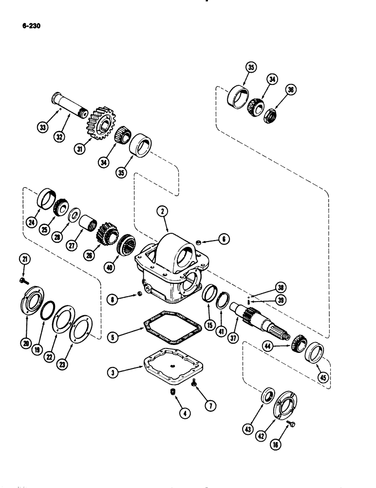 Схема запчастей Case IH 2294 - (6-230) - TRANSFER GEARBOX, CONSTANT LOCK, TRANSMISSION SERIAL NUMBER 16239354 AND AFTER (IF EQUIPPED) (06) - POWER TRAIN