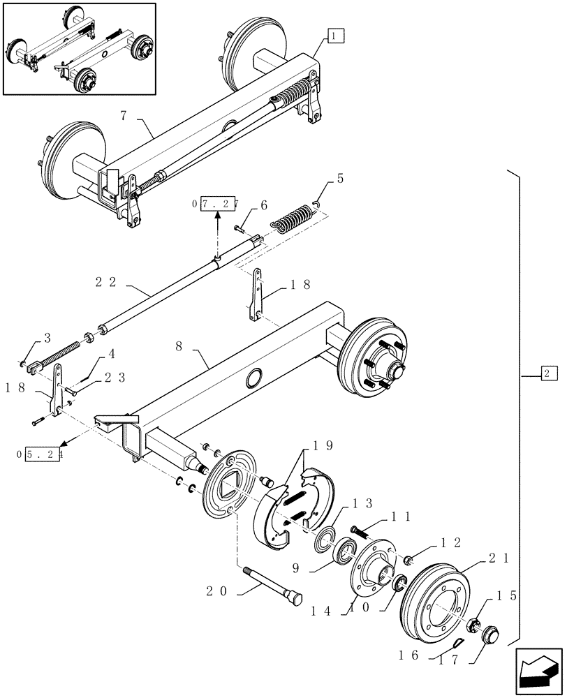 Схема запчастей Case IH RBX341 - (05.23[01]) - BEARING AXLE (05) - AXLE